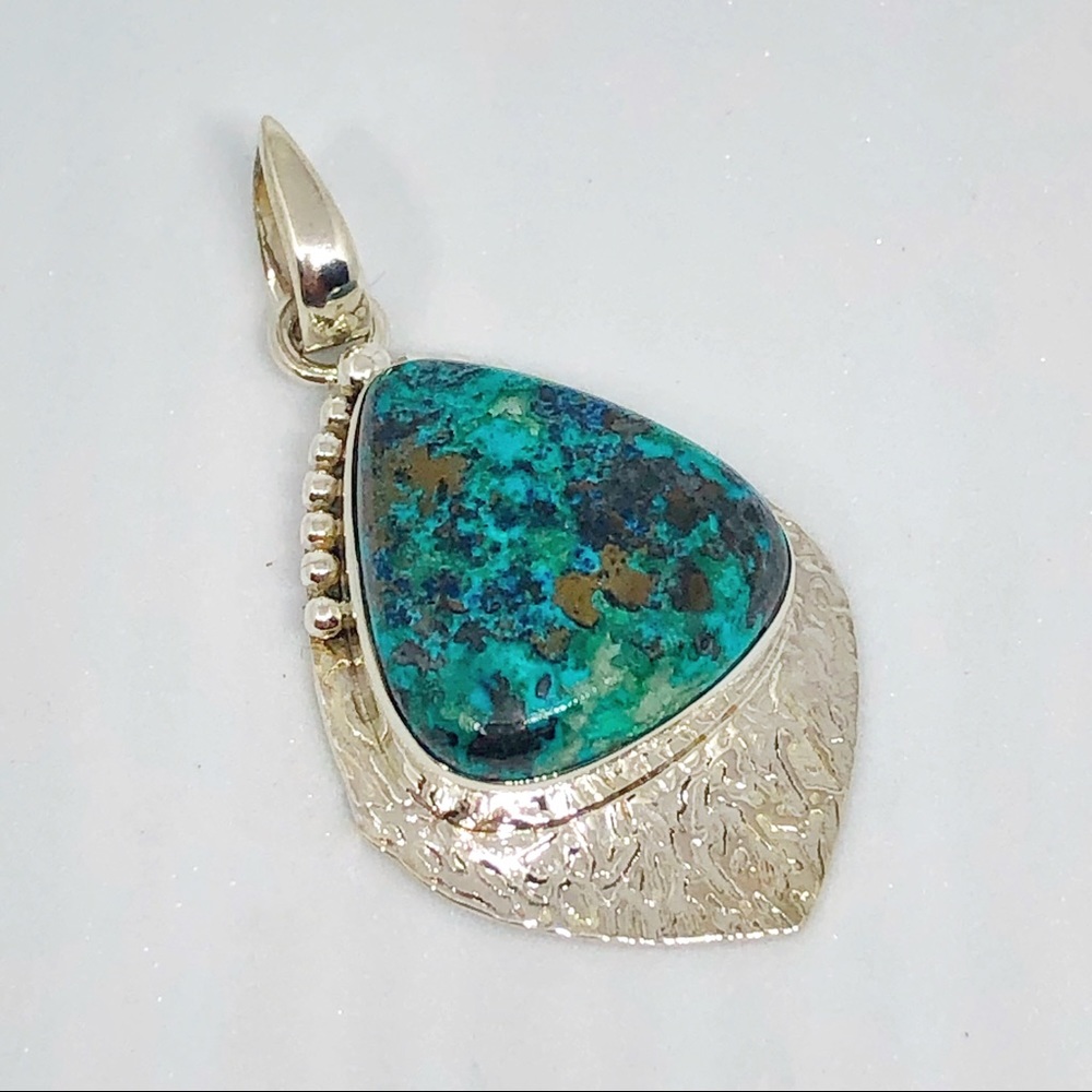 Chrysocolla Sterling Silver Pendant Necklace